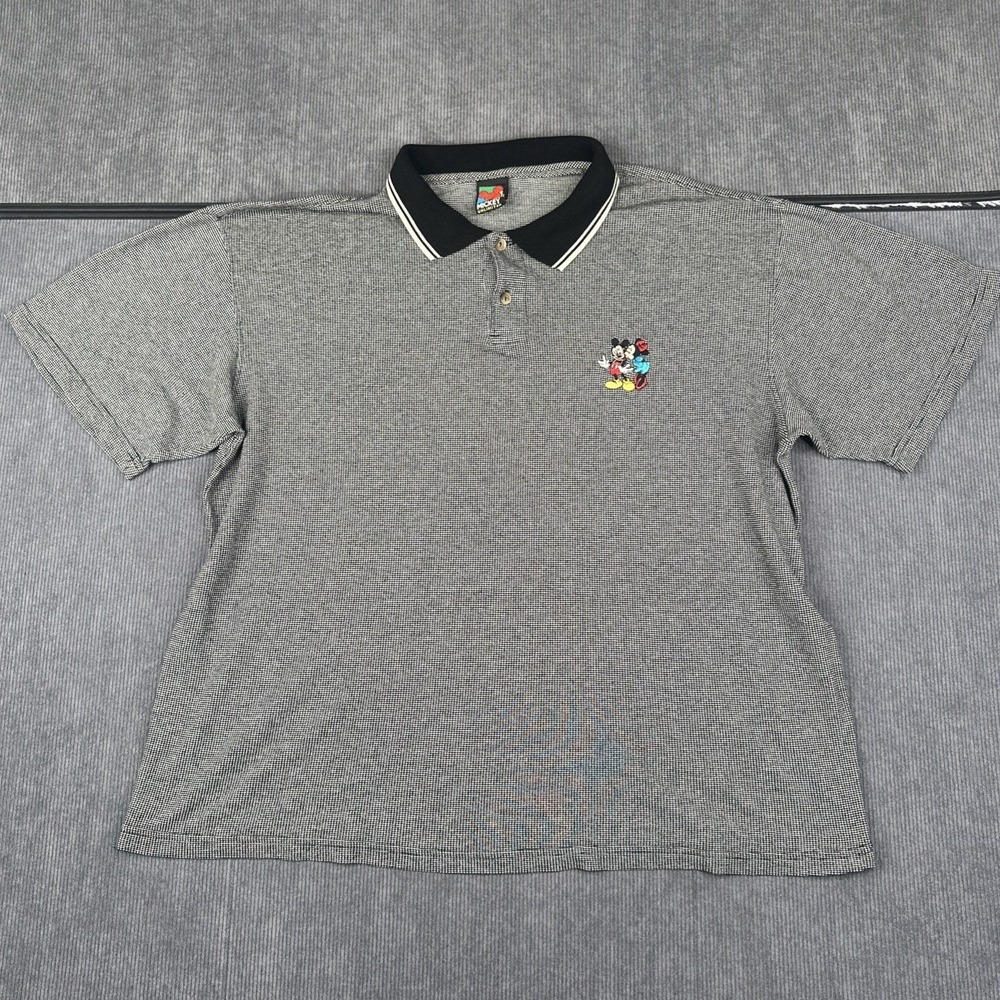 Vintage Mickey Unlimited Polo Shirt Mens XL Disney Mickey Minnie Houndstooth